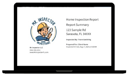 Modern home inspection report displayed on a laptop